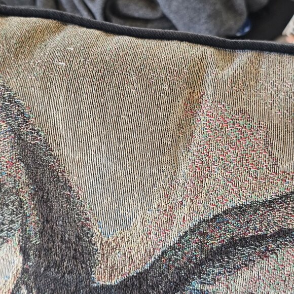 VTG Y2K Harley Davidson Throw Pillows Needlepoint Wolf Bald Eagle 16" Set Of 2 - Picture 16 of 16